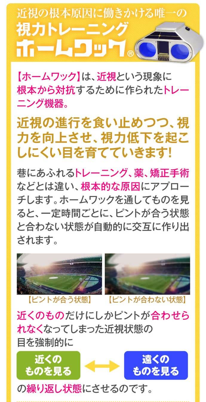 近視の根本原因に働きかける唯一の視力トレーニング